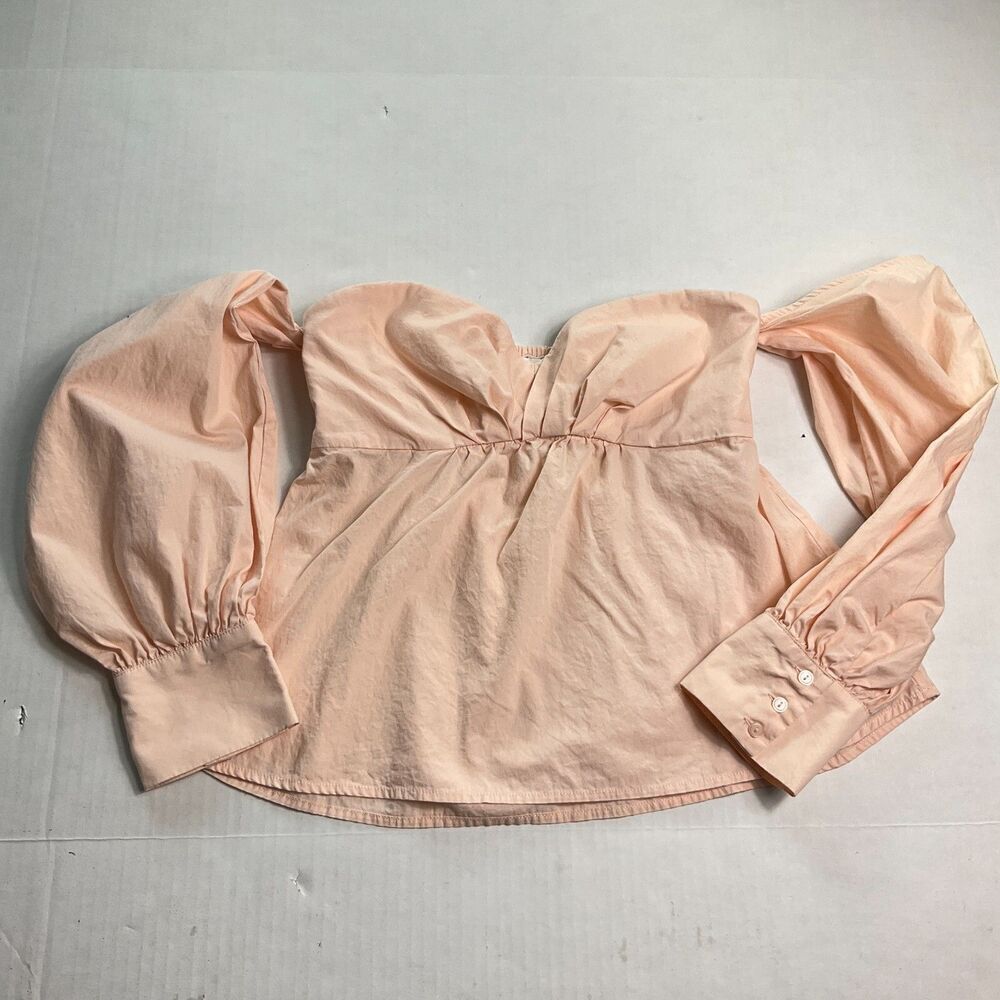 ASTR Womens Cropped Cotton Babydoll Top Peach Off The Shoulder Shirt Size MEDIUM